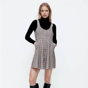 Zara Faux Suede Plaid Dress